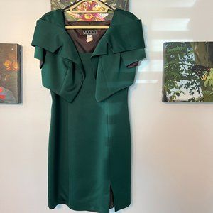 Alex Evenings Green Satin Semi-Formal Dress with Bolero Jacket